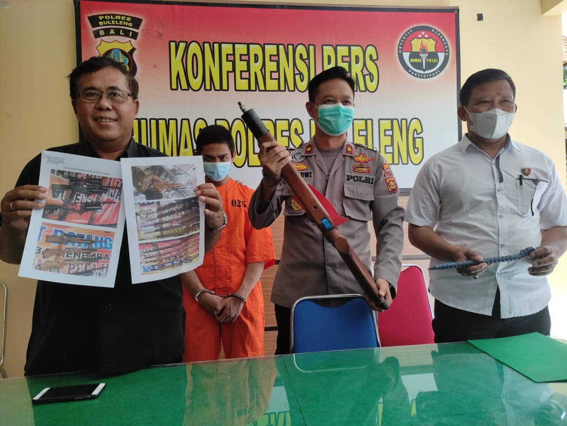 Polsek Sukasada Berhasil Meringkus Pelaku  Pencuri Senapan Angin di Toko Lubdaka.