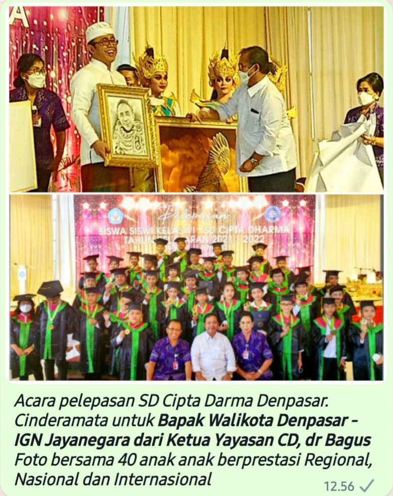 Wali Kota Denpasar Hadiri Pelepasasan 158 Siswa SD Cipta Darma.