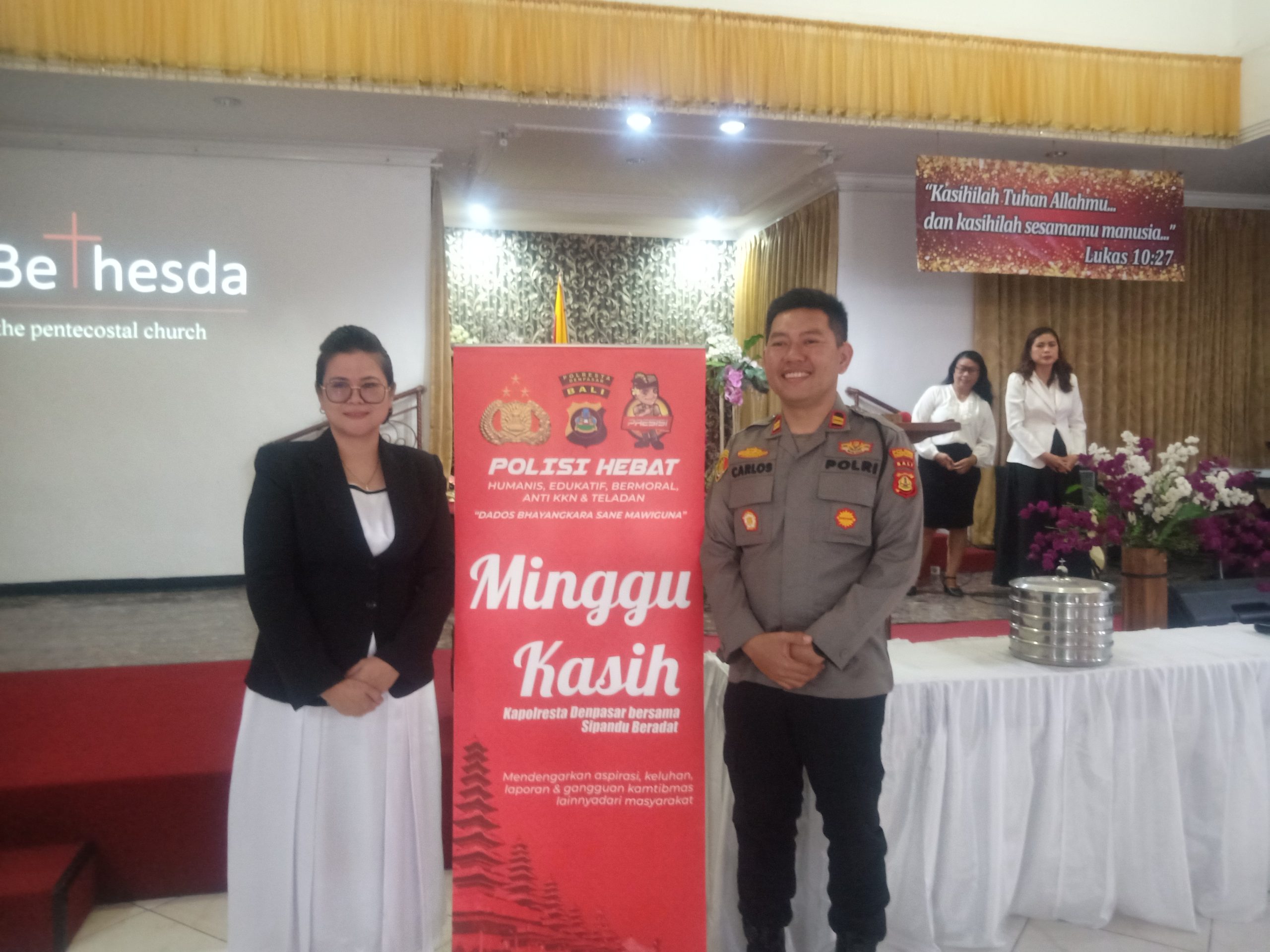Gelar Minggu Kasih, Kapolsek Denpasar Utara Kunjungi Jemaat GPdI Bethesda Denpasar.