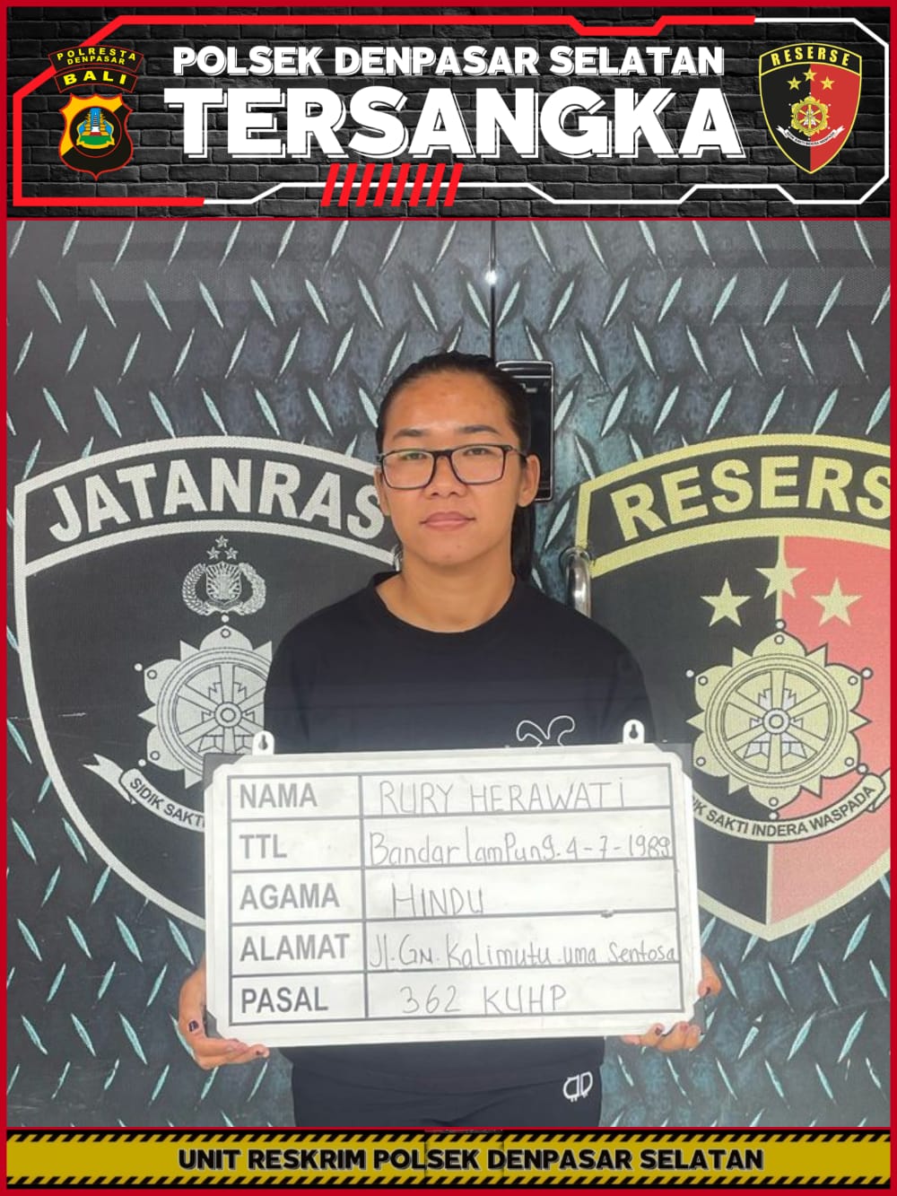 Polsek Denpasar Selatan Tangkap Residivis Pencurian di Pasar Intaran Sanur.