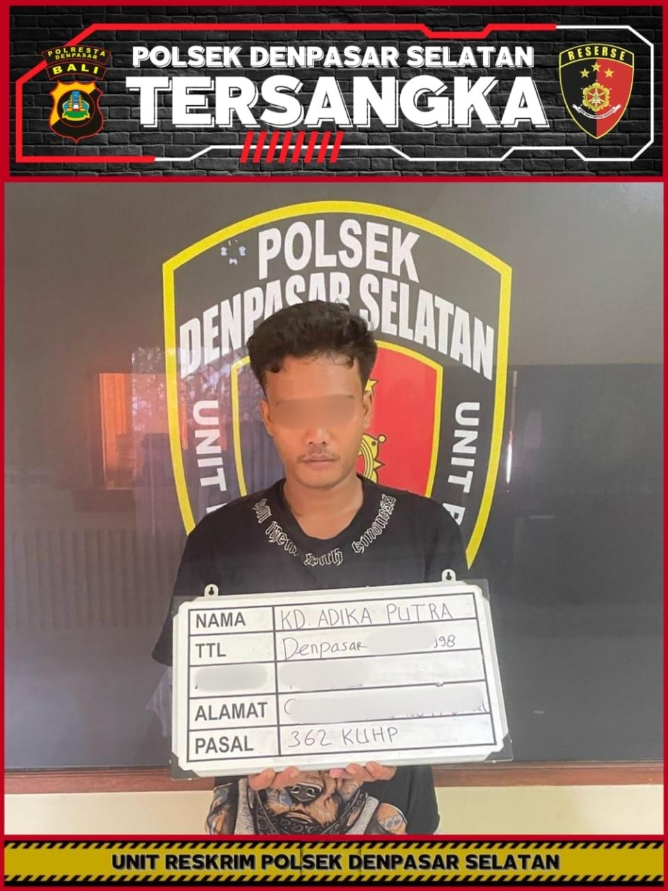 Unit Reskrim Polsek Denpasar Selatan Amankan Pelaku Pencurian Burung Yang Viral di Media Sosial.