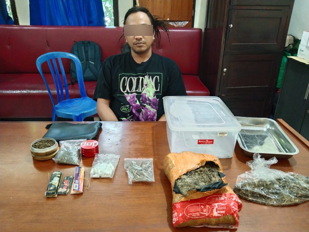 Simpan 1 Kg Ganja Satresnarkoba Polresta Denpasar Amankan Pria Asal Surabaya.