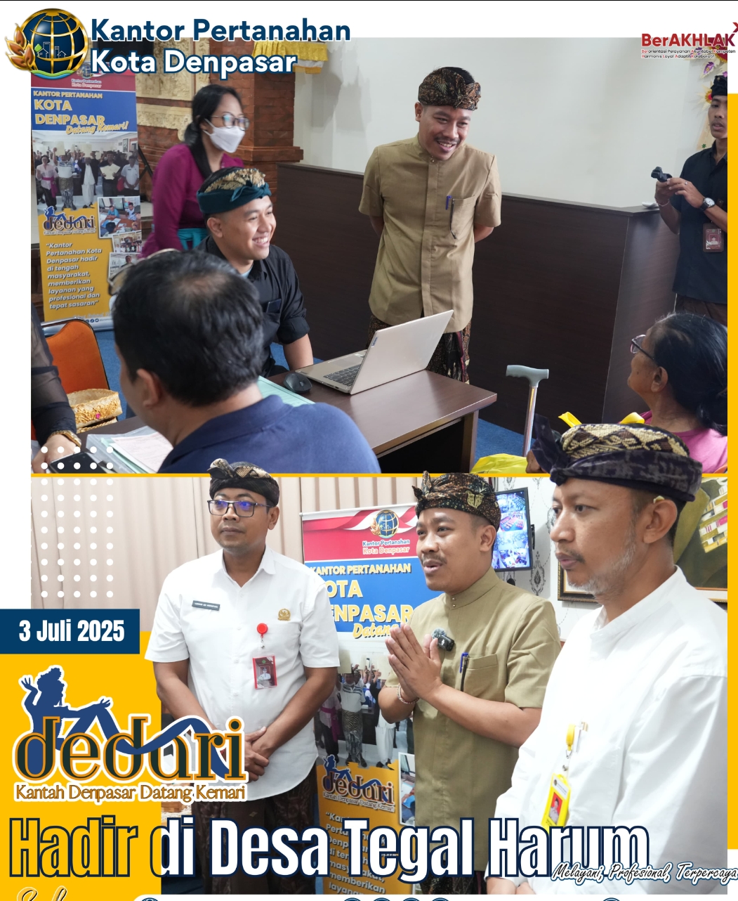 Layanan Dedari, Kantah Kota Denpasar Hadir di Desa Tegal Harum.