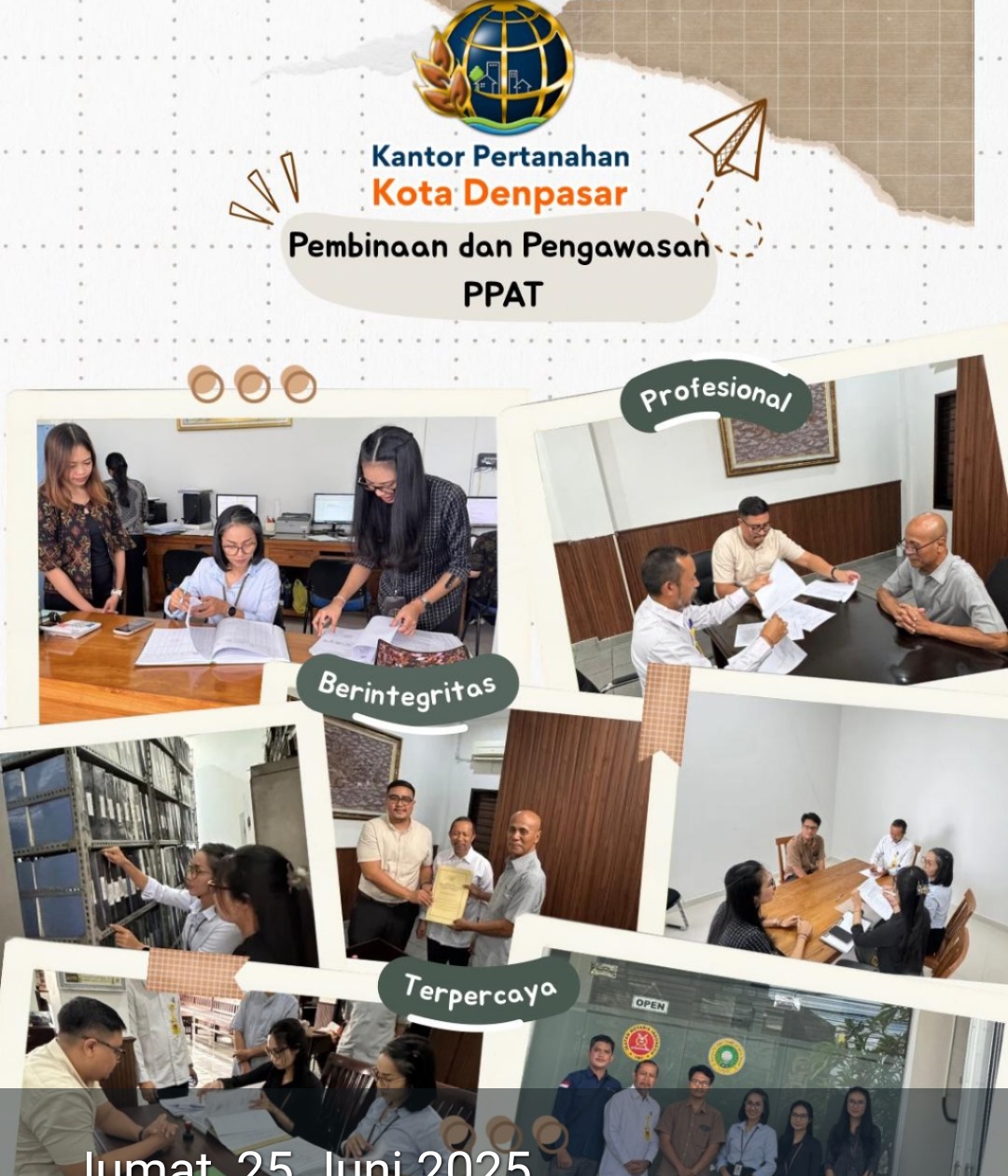 Kantor Pertanahan Kota Denpasar melaksanakan kegiatan Pembinaan dan Pengawasan Pejabat Pembuat Akta Tanah.