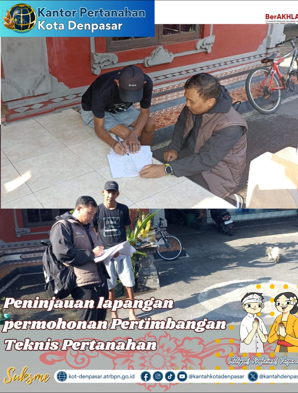 Petugas Lapangan Kantor Pertanahan Kota Denpasar Melaksanakan Kegiatan Peninjauan lapangan di Desa Ubung Kaja.