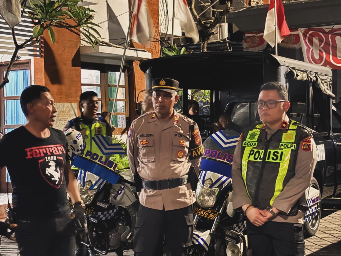 Polsek Kuta Gelar Apel Patroli Gabungan Sinergitas TNI-Polri dan Muspika Kuta.