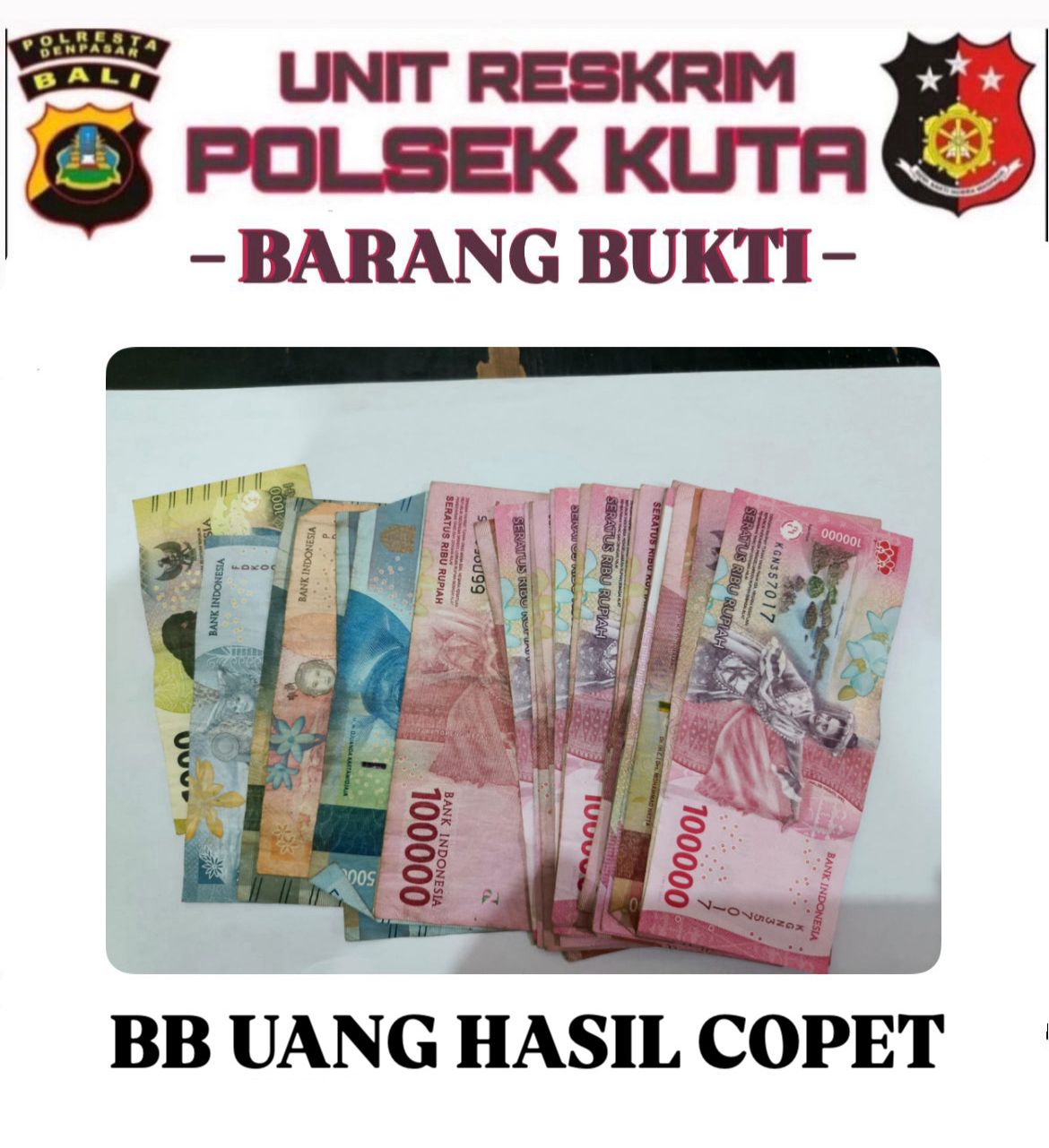 POLSEK KUTA AMANKAN DUA PELAKU COPET WISATAWAN ASAL AUSTRALIA.