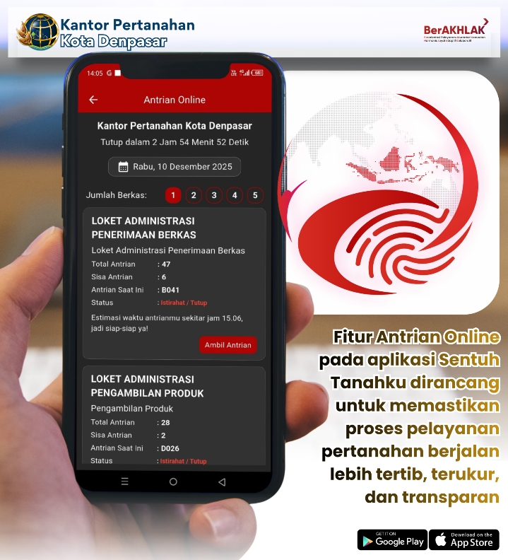 Aplikasi Sentuh Tanahku Kantah Kota Denpasar Berikan Layanan Yang Mudah dan Transparan.