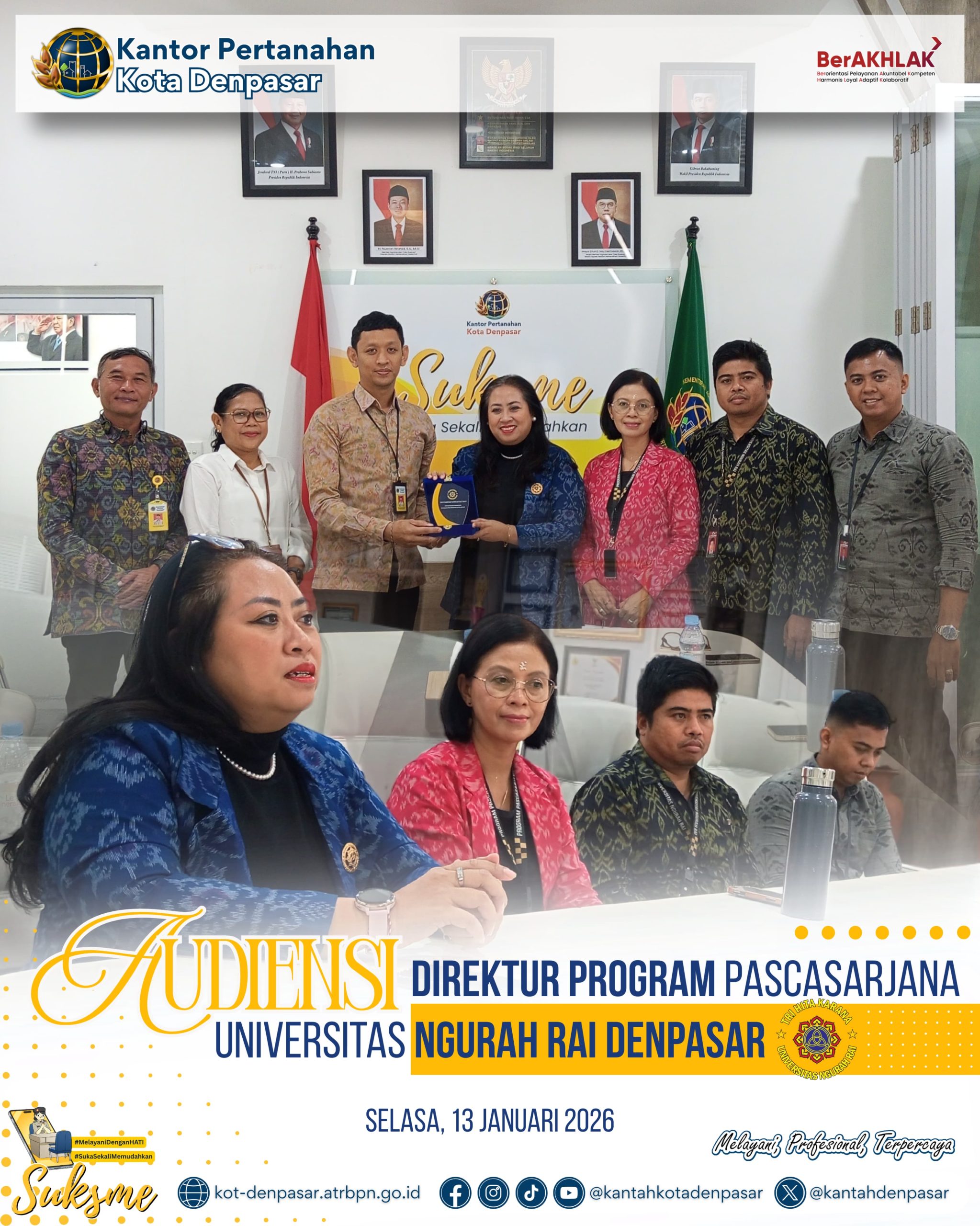Kantor Pertanahan Kota Denpasar menerima audiensi dari Direktur Program Pascasarjana Universitas Ngurah Rai Denpasar.