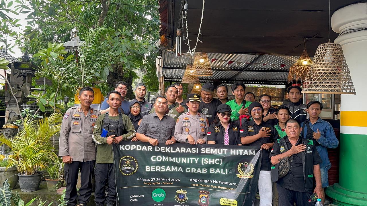 Kapolsek Denpasar Barat Gelar Sambang Kamtibmas Bersama Pengemudi Ojek Online Grab Bali.