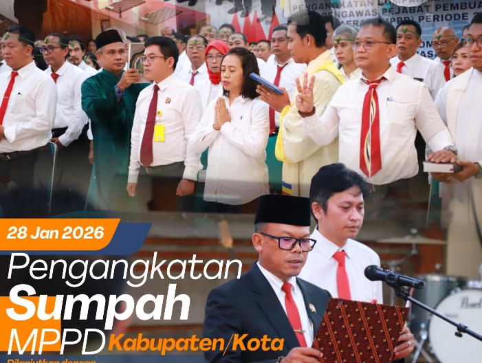 Kepala Kantor Wilayah Badan Pertanahan Nasional Provinsi Bali melaksanakan Pengangkatan Sumpah Majelis Pembina dan Pengawas Pejabat Pembuat Akta Tanah Daerah (MPPD) Periode 2026-2029 Kabupaten/Kota se Bali.