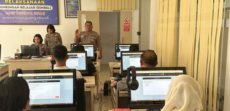 Satpas SIM Polresta Denpasar Berikan Pendampingan dan Edukasi Tertib Berlalu Lintas kepada Pemohon