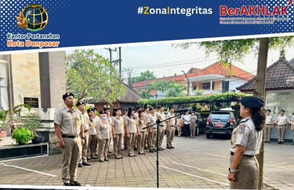 Kantor Pertanahan Kota Denpasar melaksanakan kegiatan rutin Apel Pagi.