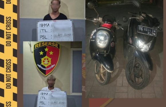 Usai Beraksi di Kawasan Renon, Dua Terduga Pelaku Curanmor Diamankan Polsek Dentim
